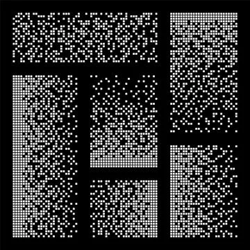 Pixel disintegration, decay effect. Various rectangular elements made of square Stock Illustration
