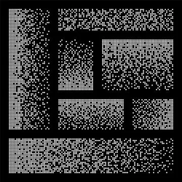 Pixel disintegration, decay effect. Various rectangular elements made of square Stock Illustration