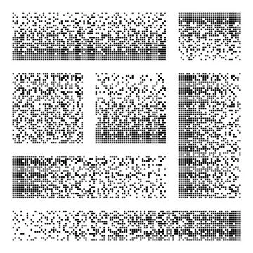 Pixel disintegration, decay effect. Various rectangular elements made of square 스톡 일러스트