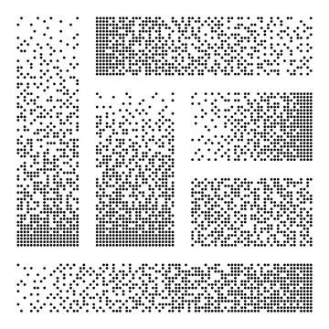 Pixel disintegration, decay effect. Various rectangular elements made of round Illustrazione stock