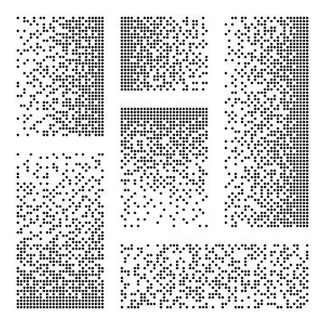Pixel disintegration, decay effect. Various rectangular elements made of round 스톡 일러스트