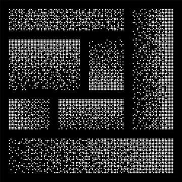 Pixel disintegration, decay effect. Various rectangular elements made of round Stockillustratie