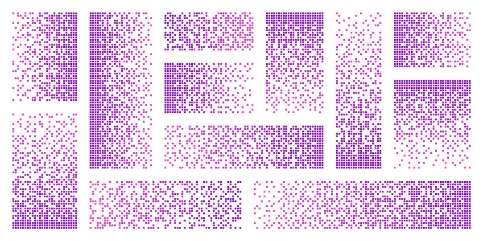 Pixel disintegration, decay effect. Various rectangular elements made of 스톡 일러스트