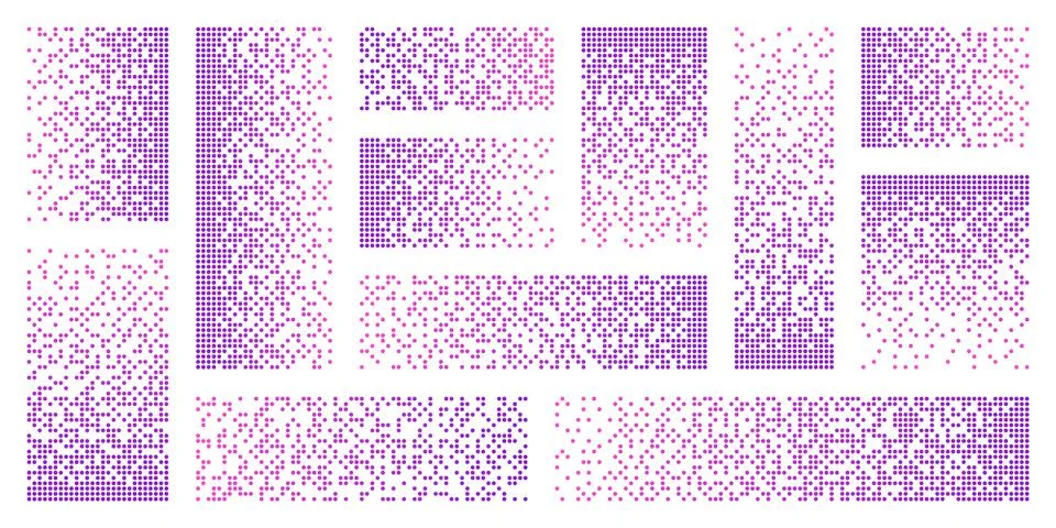 Pixel disintegration, decay effect. Various rectangular elements made of Stock Illustration