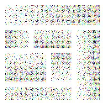 Pixel disintegration, decay effect. Various rectangular elements made of round Stock Illustration