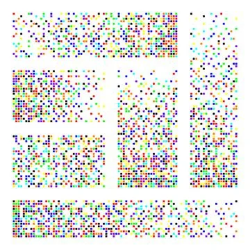 Pixel disintegration, decay effect. Various rectangular elements made of square Illustrazione stock