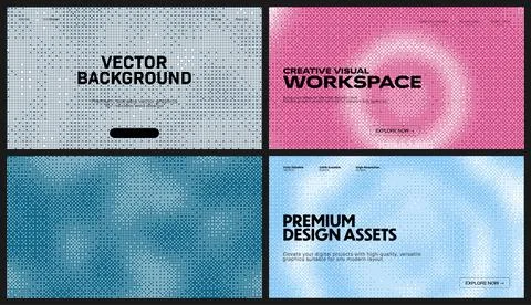 Pixel dithering pattern backgrounds. This dynamic pixel background set show.. Stock Illustration