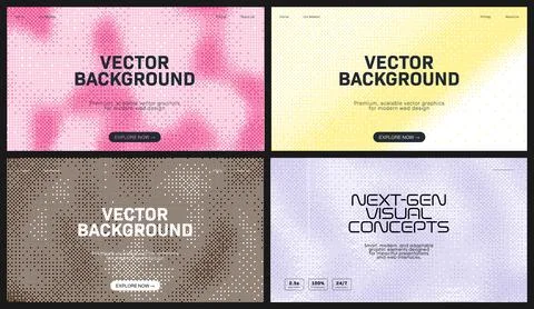 Pixel dithering pattern backgrounds. This next gen digital halftone set off.. Stock Illustration
