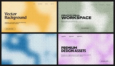 Pixel dithering pattern backgrounds. These creative digital backgrounds fea.. Stock Illustration
