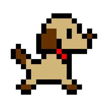 Pixel a dog image for 8 bit game assets. Stock Illustration
