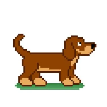 Pixel dog image for 8 bit game assets. Illustrazione stock