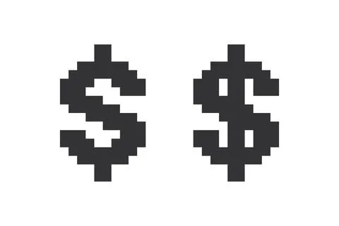 Pixel dollar icon. 8 bit money illustration symbol. Sign american game cash.. Stock Illustration