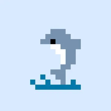 Pixel dolphin image for 8 bit game assets. 스톡 일러스트