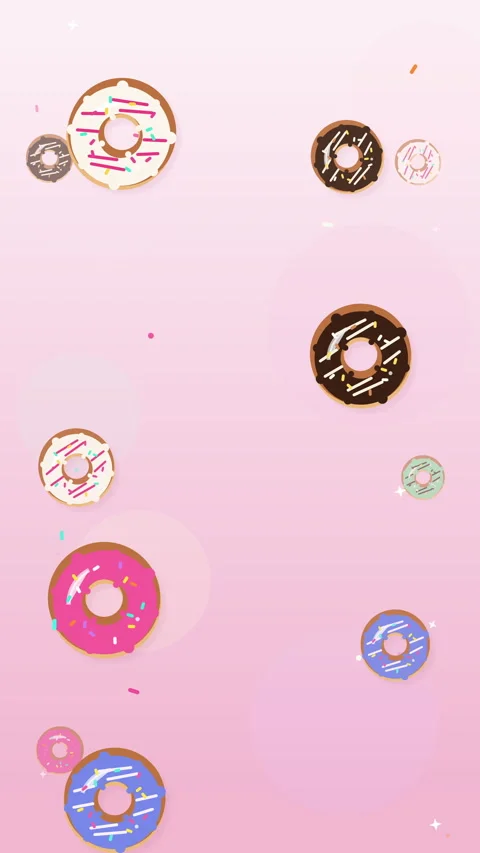 Pixel donut loop animation, pink dessert pattern background, cute food Stockbeeldmateriaal 346643922