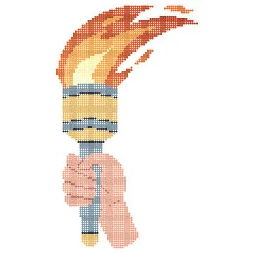 Pixel dot art Hand holding a torch. Sport symbol, flat vector illustration イラスト素材