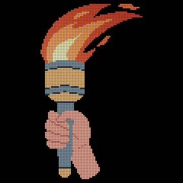 Pixel dot art Hand holding a torch. Sport symbol, flat vector illustration イラスト素材