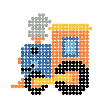 Pixel dot the train image. Vector Illustration of pixel art. イラスト素材