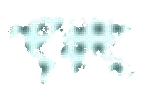 Pixel dotted map of World Stock Illustration