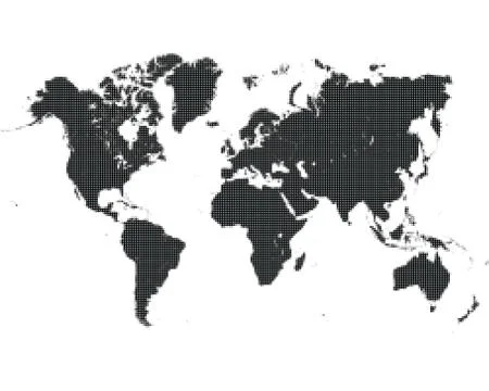 Pixel  dotted world map Stock Illustration