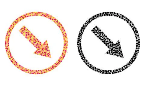 Pixel Down-Right Rounded Arrow Mosaic Icons Stock Illustration