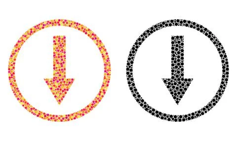 Pixel Down Rounded Arrow Mosaic Icons 스톡 일러스트