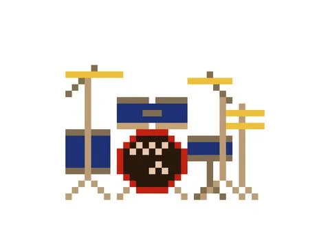 Pixel drum image. For cross stitch patterns and game assets Stock Illustration