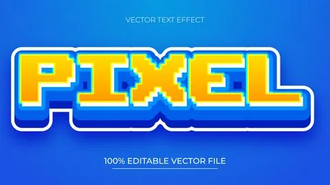 Pixel editable text effect in modern trend style Blue and Yellow Color Illustrazione stock