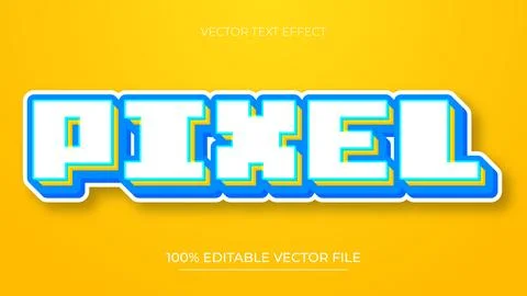 Pixel editable text effect in modern trend style Blue and Yellow Color Stock Illustration