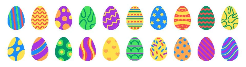 Pixel egg. Easter game. Icon retro cartoon, simple shape. Easter egg element, Illustrazione stock