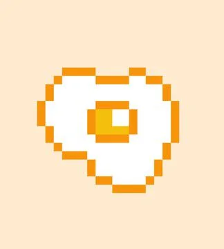 Pixel egg yolk image. Vector Illustration of cross stitch. sunny side up. Illustrazione stock