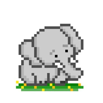 Pixel elephant image for game assets. Illustrazione stock