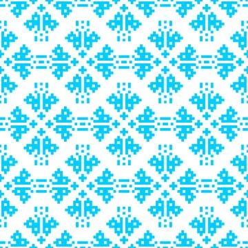 Pixel embroidery blue Christmas pattern seamless. New Year Vector Background Stockillustratie