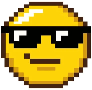 Pixel Emoticon with Sunglasses Illustrazione stock