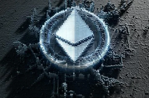 Pixel Ethereum Concept 스톡 일러스트