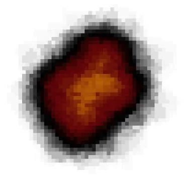 Pixel explosion isolated over white in fire color Stock Illustration