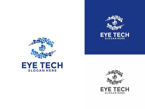 Pixel Eye logo vector design template. Digital Eye Tech logo vector. Vision.. Stock Illustration