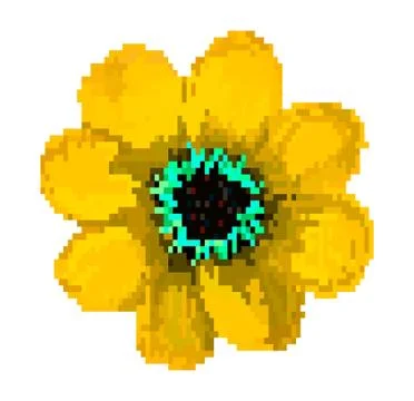 Pixel field flower vector illustration isolated on white background Stock Illustration