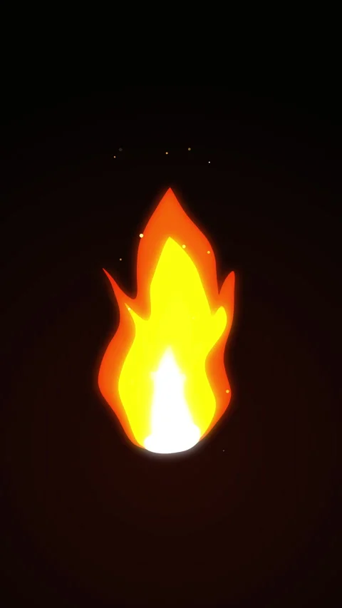 Pixel fire animation loop burning flame hot element motion graphic Stock Footage 347953289