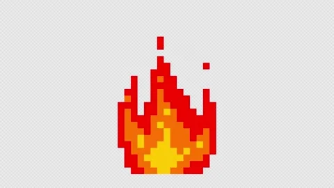 Pixel  fire animation. Pixelated  flame in retro style for 8 bit arcade game Stock-Footage 328499385