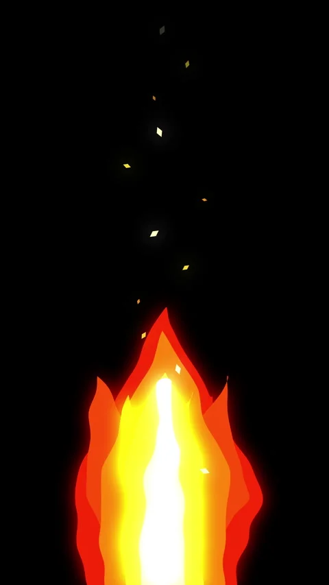 Pixel fire flame loop animation with rising sparks and warm glow Stock Footage 347953236