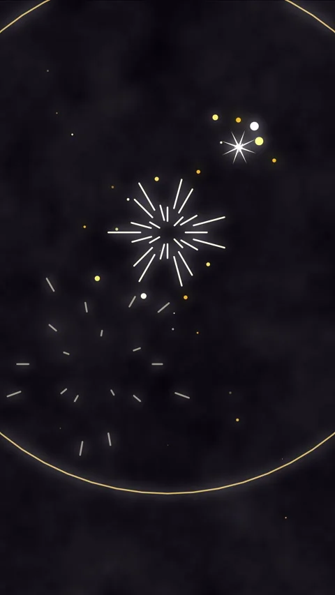 Pixel fireworks animation with golden circle loop and glowing sparks Stock Footage 346637457