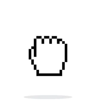 Pixel fist cursor icon on white background. Illustrazione stock