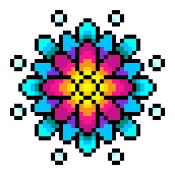 Pixel flower image for game assets. Stock Illustration
