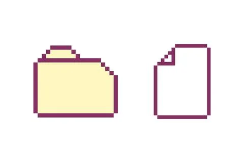 Pixel folder, text file , retro drawing, computer interface,  illustration .. Stock Illustration