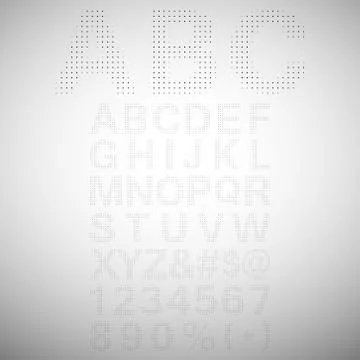 Pixel Font - Alphabets and numerals characters in retro square pixel font Stock Illustration