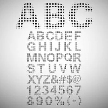 Pixel Font - Alphabets and numerals characters in retro square pixel font Stock Illustration