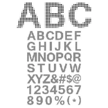 Pixel Font - Alphabets and numerals characters in retro square pixel font 스톡 일러스트