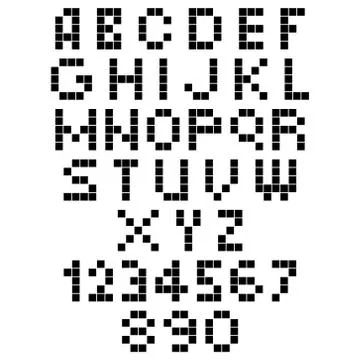 Pixel Font - Alphabets and numerals characters in retro square pixel font 스톡 일러스트