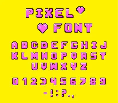 Pixel Font for Video Games. Illustrazione stock