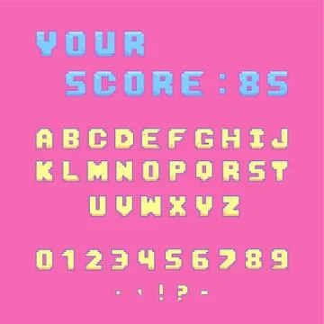 Pixel Font for Video Games. Stock Illustration